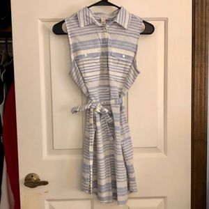 JCrew Factory Sleeveless Striped Shirt Dress